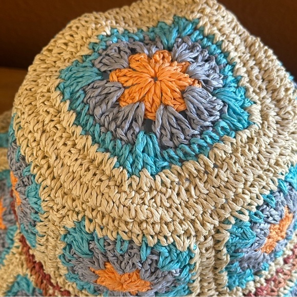 Anthropologie Colorful Granny Square Crochet Bucket Hat New Without Tags! main image 8